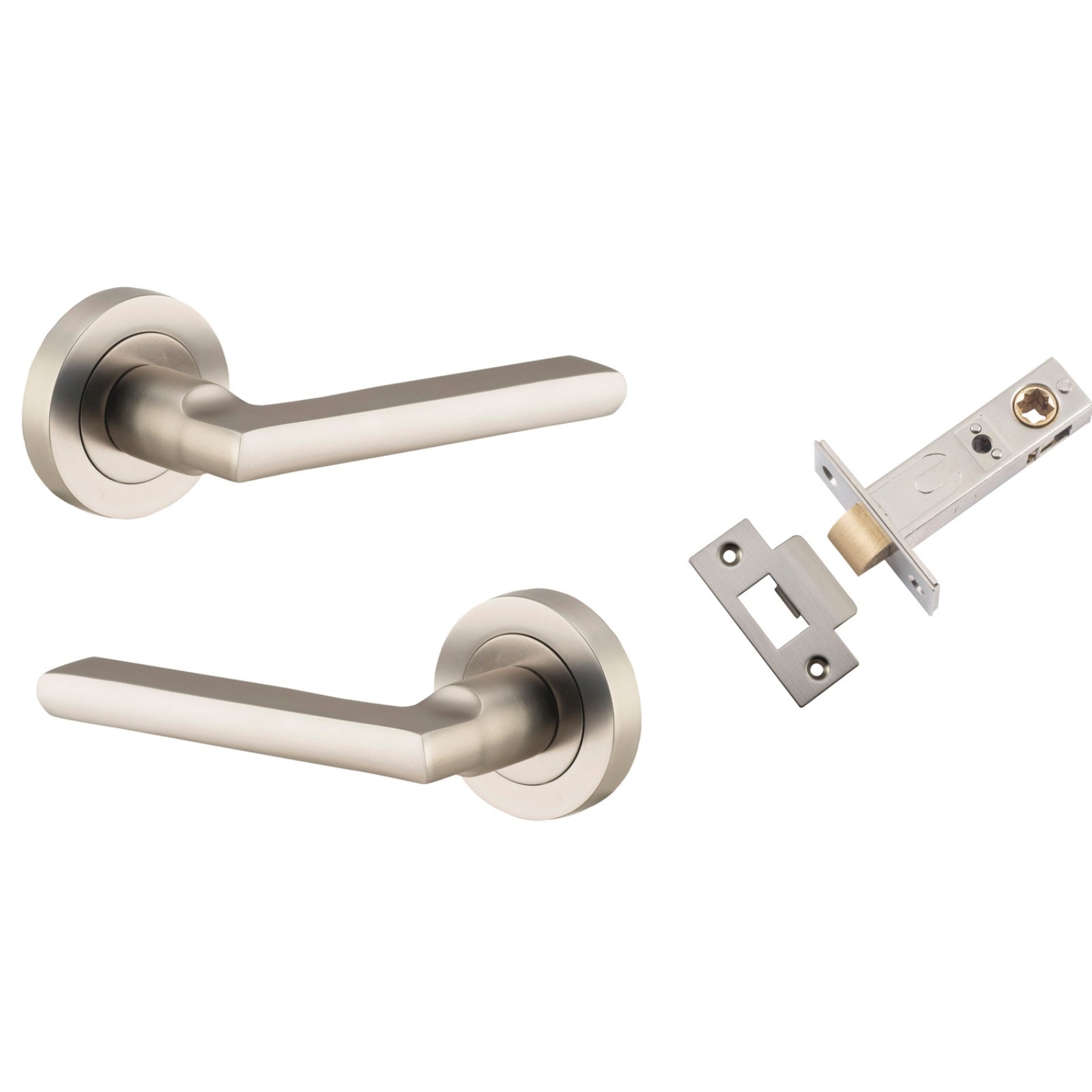 Iver Baltimore Lever Round Rose Passage Kit Satin Nickel 9219KPASS60 - The Blue Space
