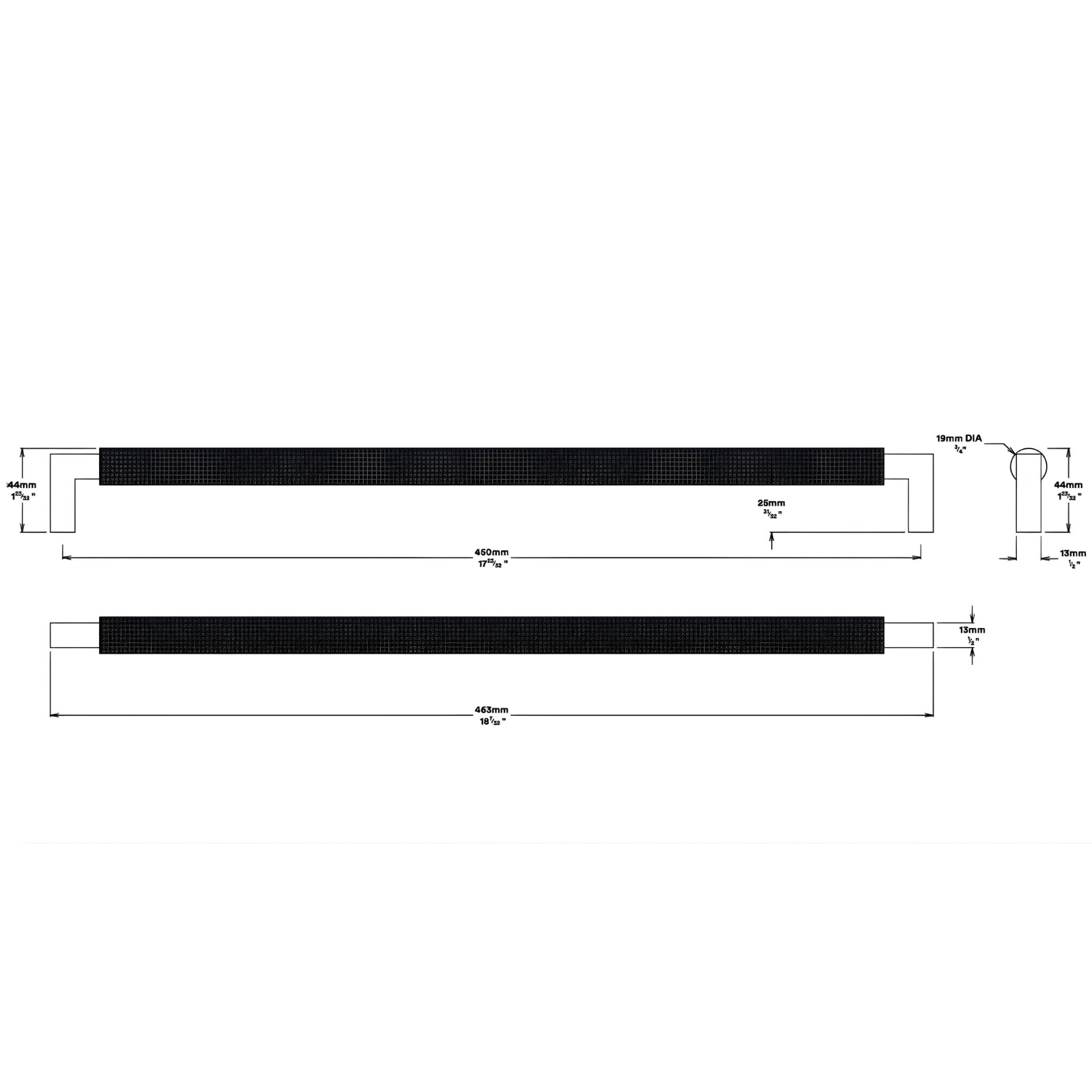 Line Drawing Iver Brunswick 450mm Cabinet Pull Handle Matte Black 22141 - The Blue Space