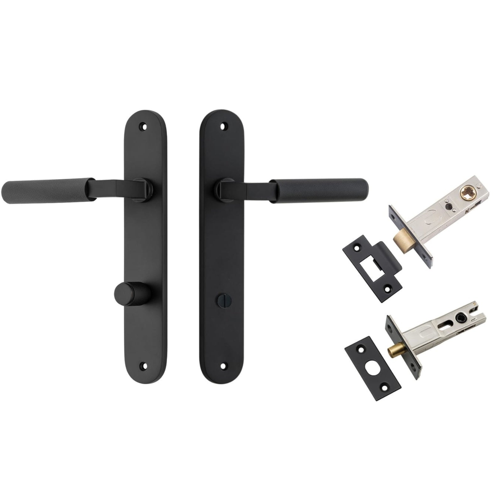 Iver Brunswick Lever Oval Backplate Privacy Kit Matte Black 12768KPRIV60 - The Blue Space