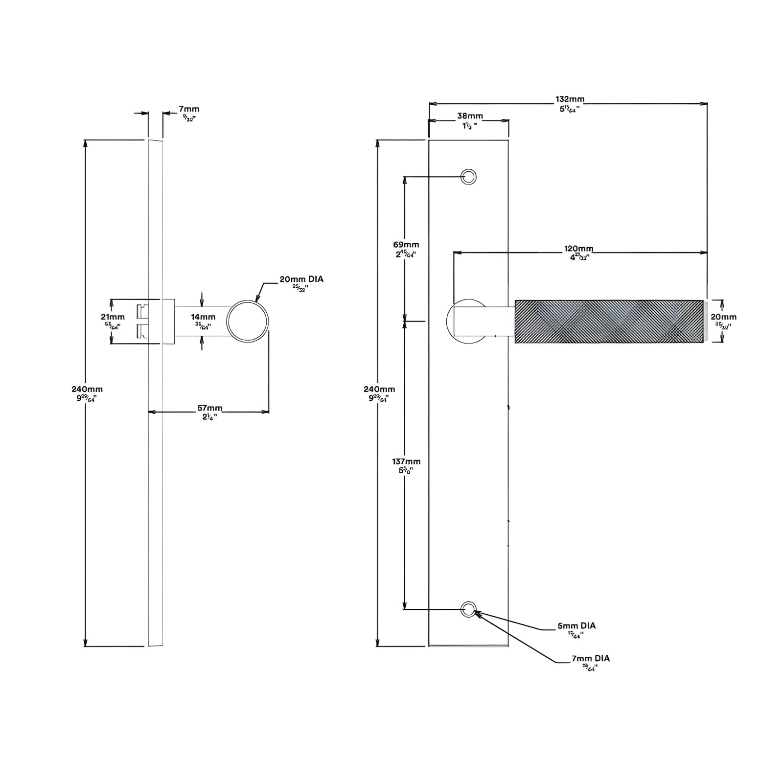 Line Drawing Lever Iver Brunswick Lever Rectangular Backplate Passage Kit Satin Nickel 14752KPASS60 - The Blue Space