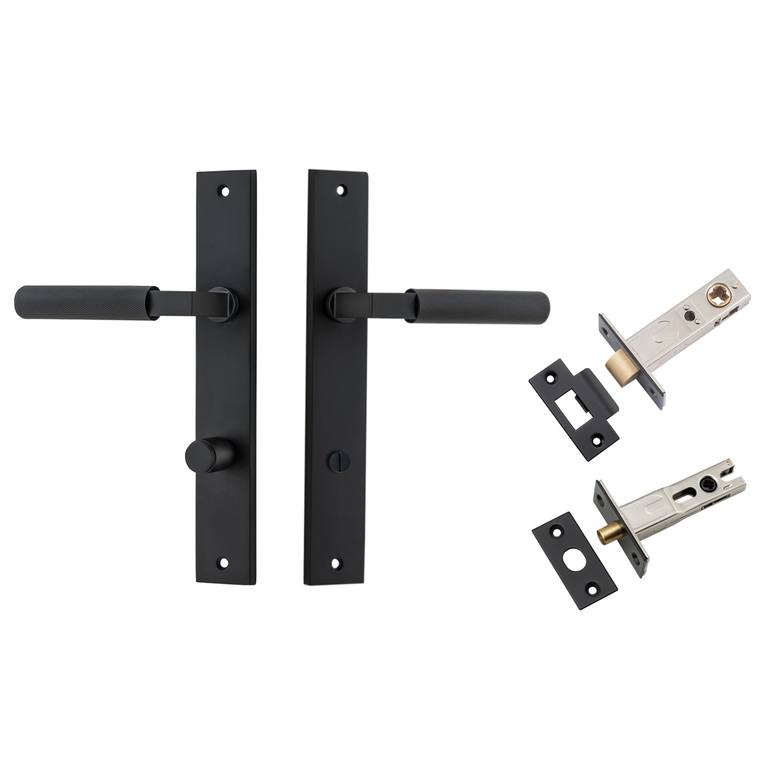 Iver Brunswick Lever Rectangular Backplate Privacy Kit Matte Black 12752KPRIV60 - The Blue Space