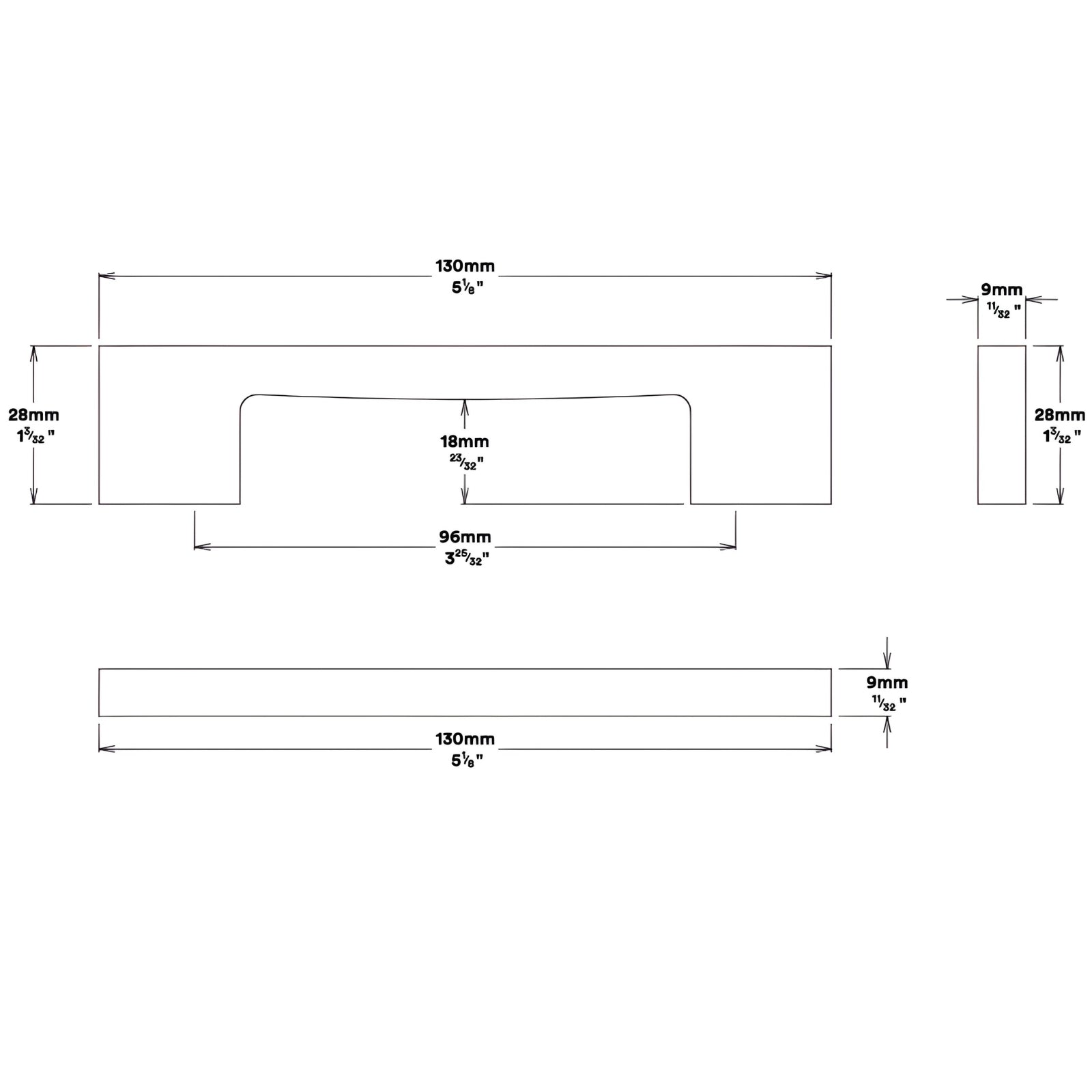 Line Drawing Iver Cali 96mm Cabinet Pull Handle Satin Nickel SDG-0550 - The Blue Space