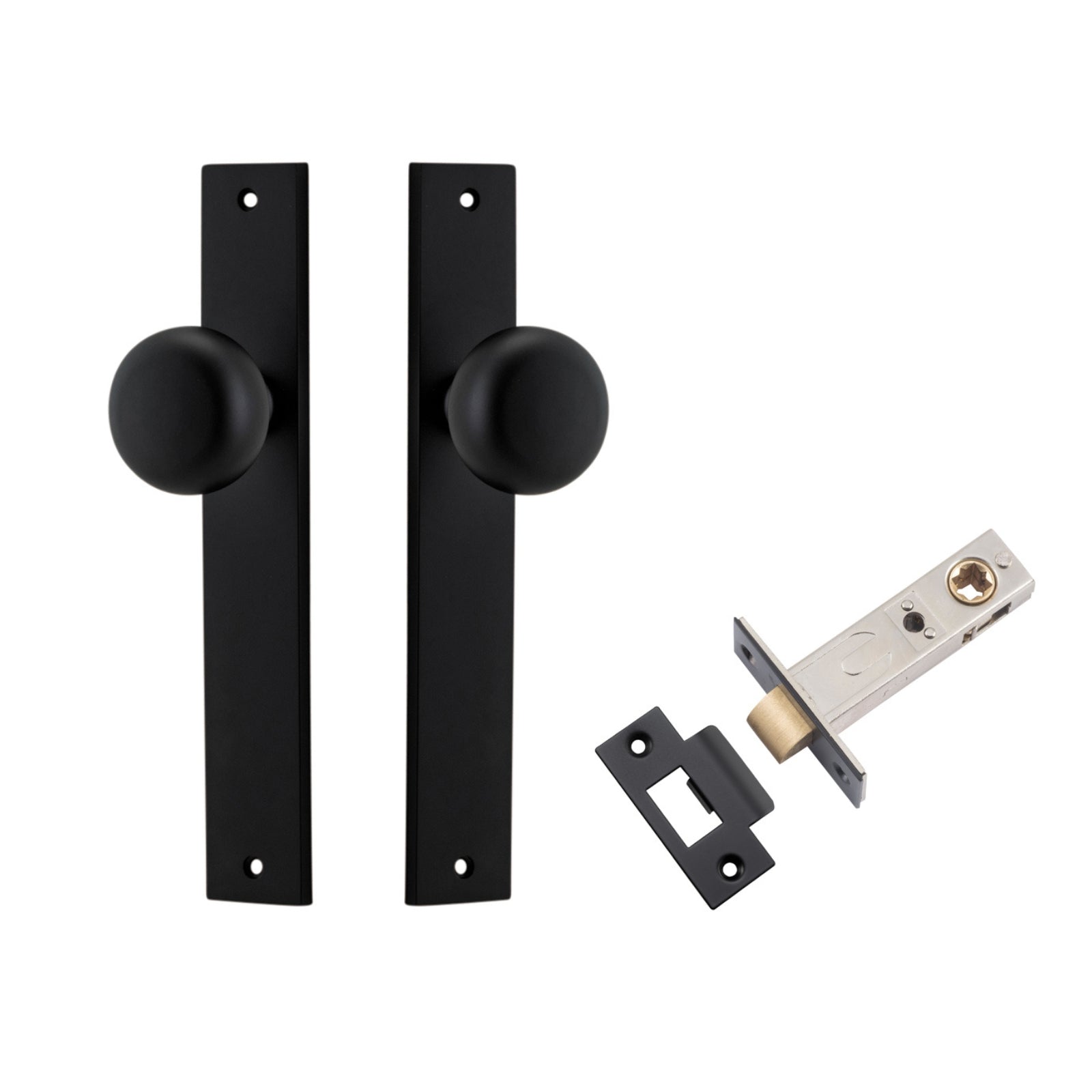 Iver Cambridge Knob Rectangular Backplate Passage Kit Matte Black 12822KPASS60 - The Blue Space