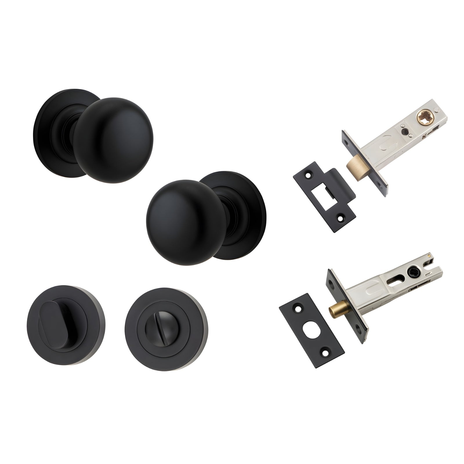 Iver Cambridge Knob Round Rose Privacy Kit with Separate Privacy Turn Matte Black 0203KPRIV60 - The Blue Space