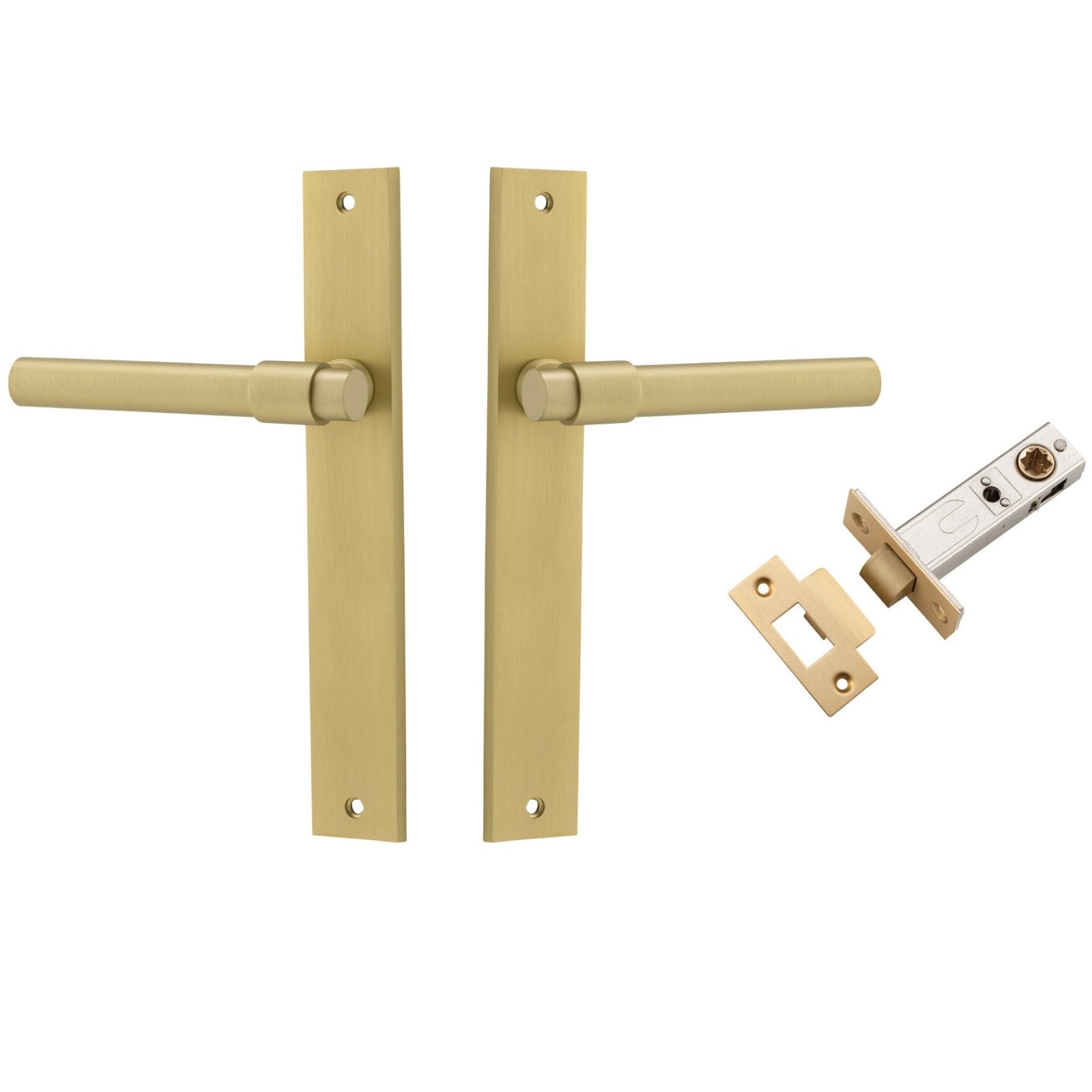 Iver Helsinki Lever Rectangular Backplate Passage Kit Brushed Gold PVD 16396KPASS60 - The Blue Space