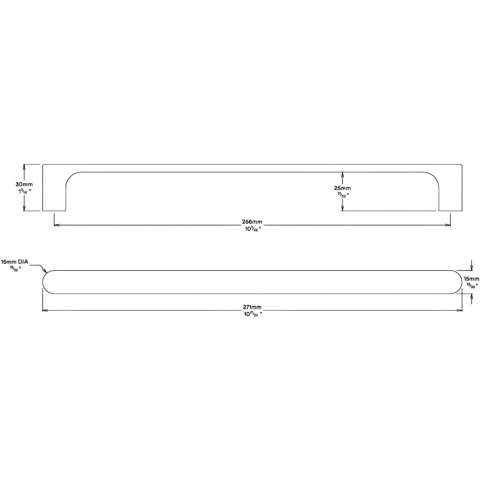 Line Drawing Iver Osaka 256mm Cabinet Pull Handle Brushed Brass 20976 - The Blue Space