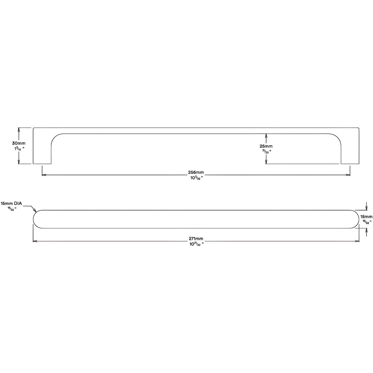 Line Drawing Iver Osaka 256mm Cabinet Pull Handle Signature Brass 20971 - The Blue Space