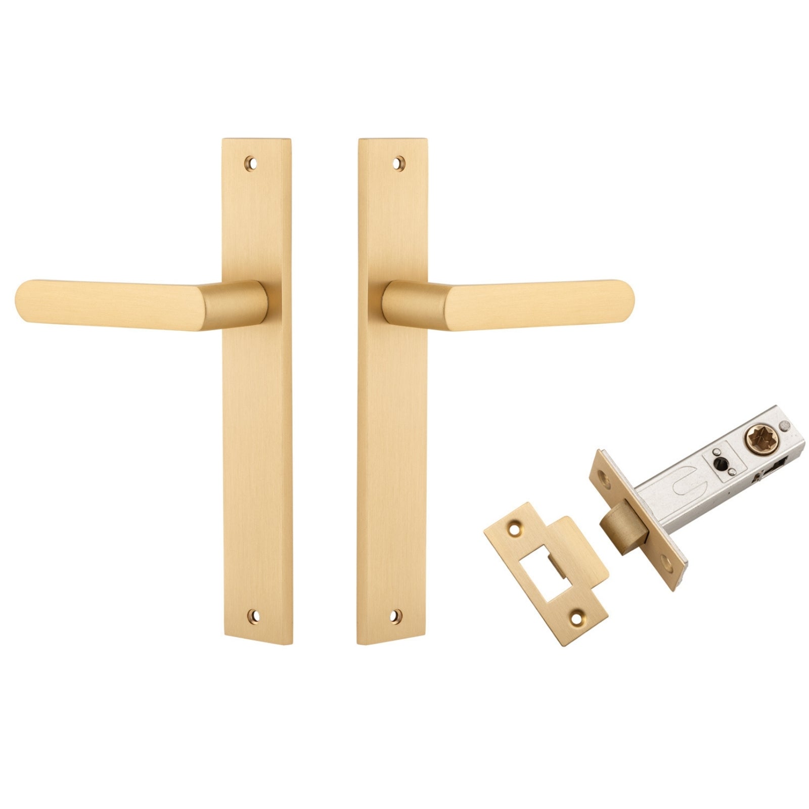 Iver Osaka Lever Rectangular Backplate Passage Kit Brushed Brass 15360KPASS60 - The Blue Space