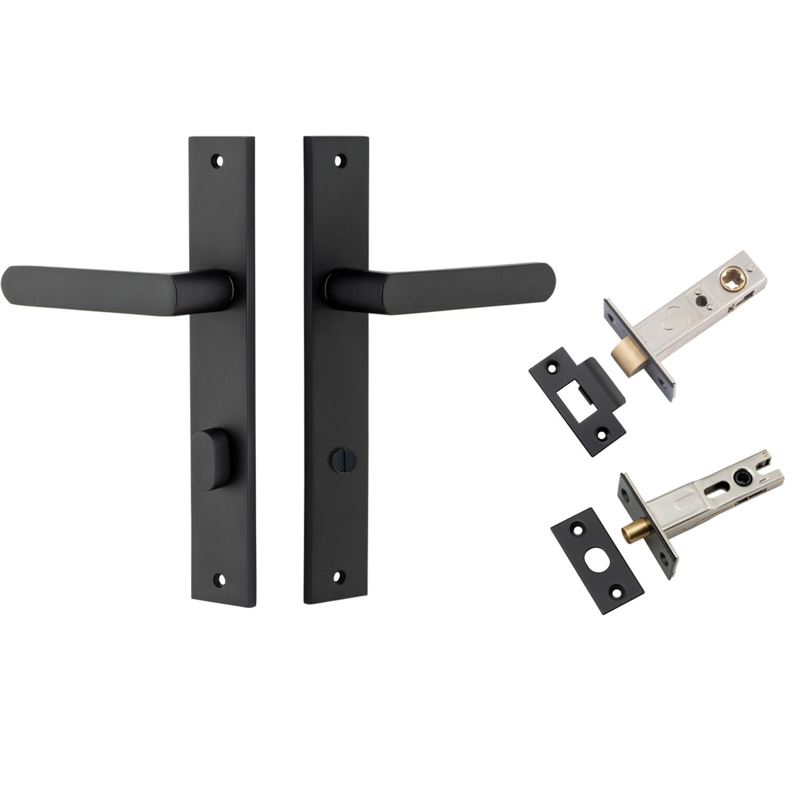 Iver Osaka Lever Rectangular Backplate Privacy Kit with Privacy Turn Matte Black 12860KPRIV60 - The Blue Space