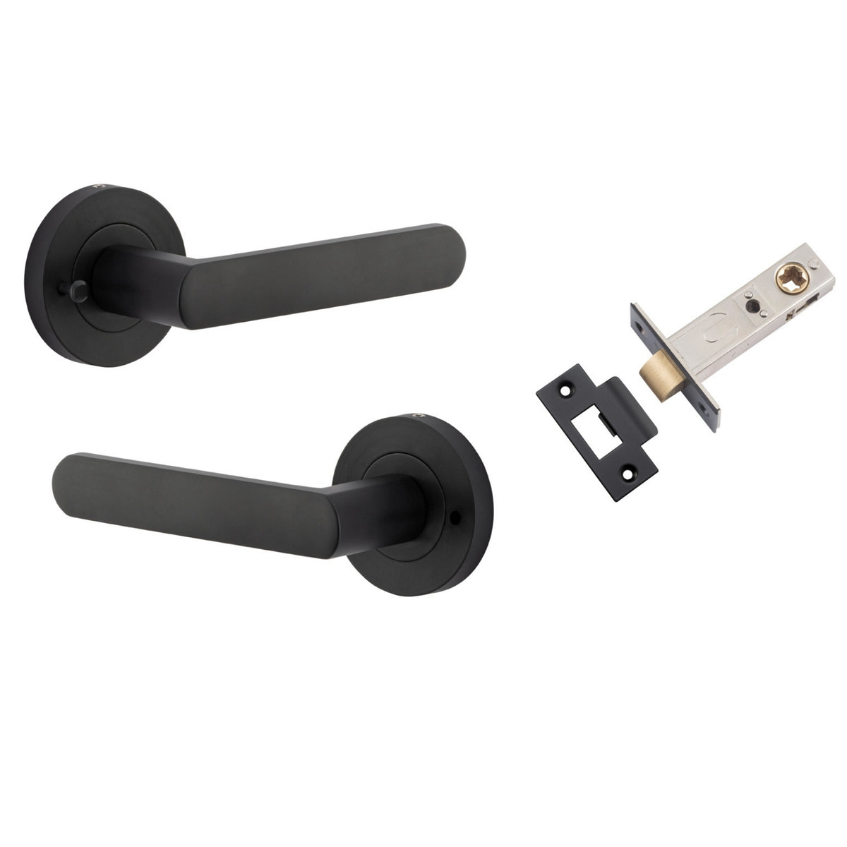 Iver Osaka Lever Round Rose (Inbuilt Privacy) Matte Black 20773KIBPRIV60 - The Blue Space