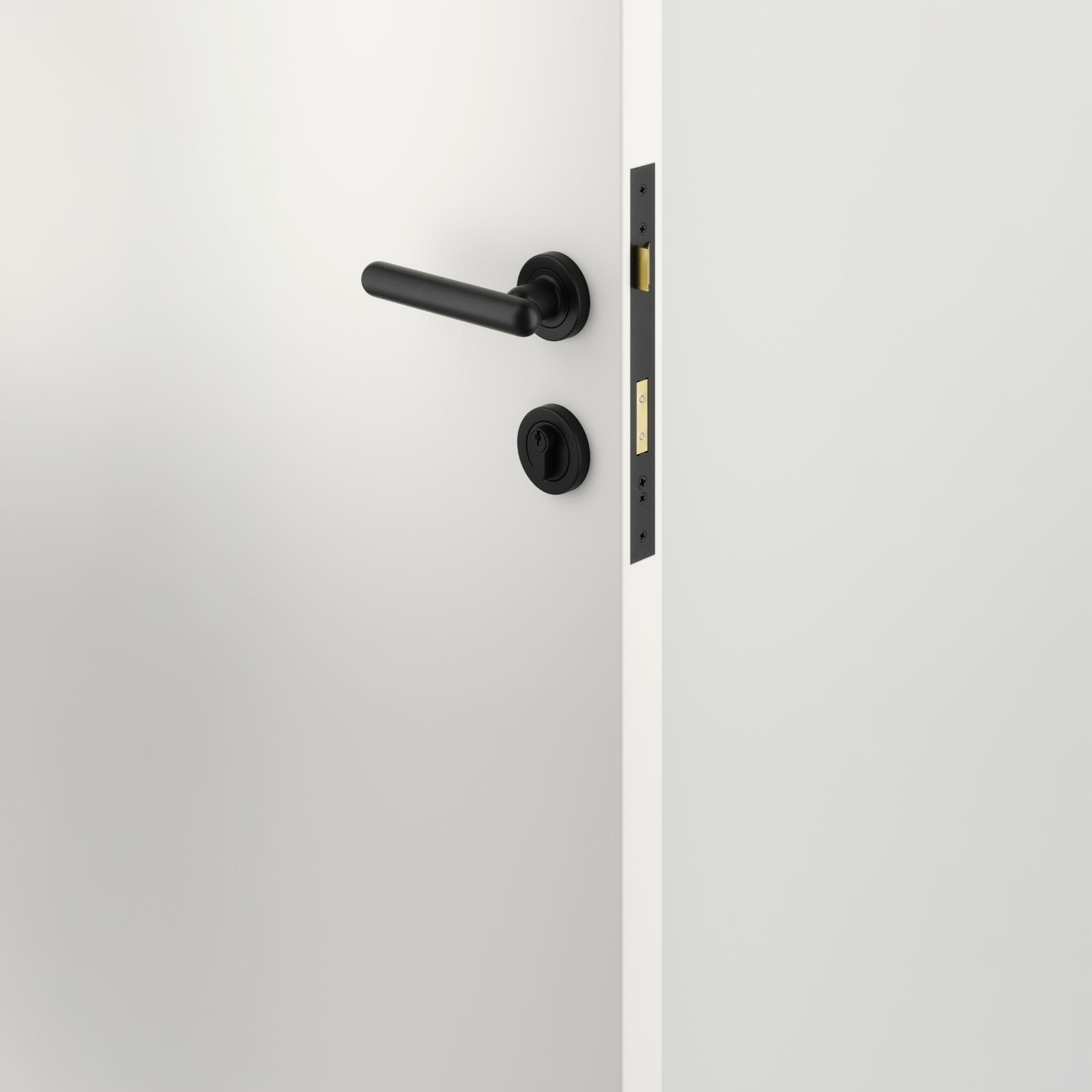 Lifestyle Iver Puerto Lever Round Rose Entrance Kit with Separate High Security Lock Key/Key Matte Black 24003KENTR60KK - The Blue Space
