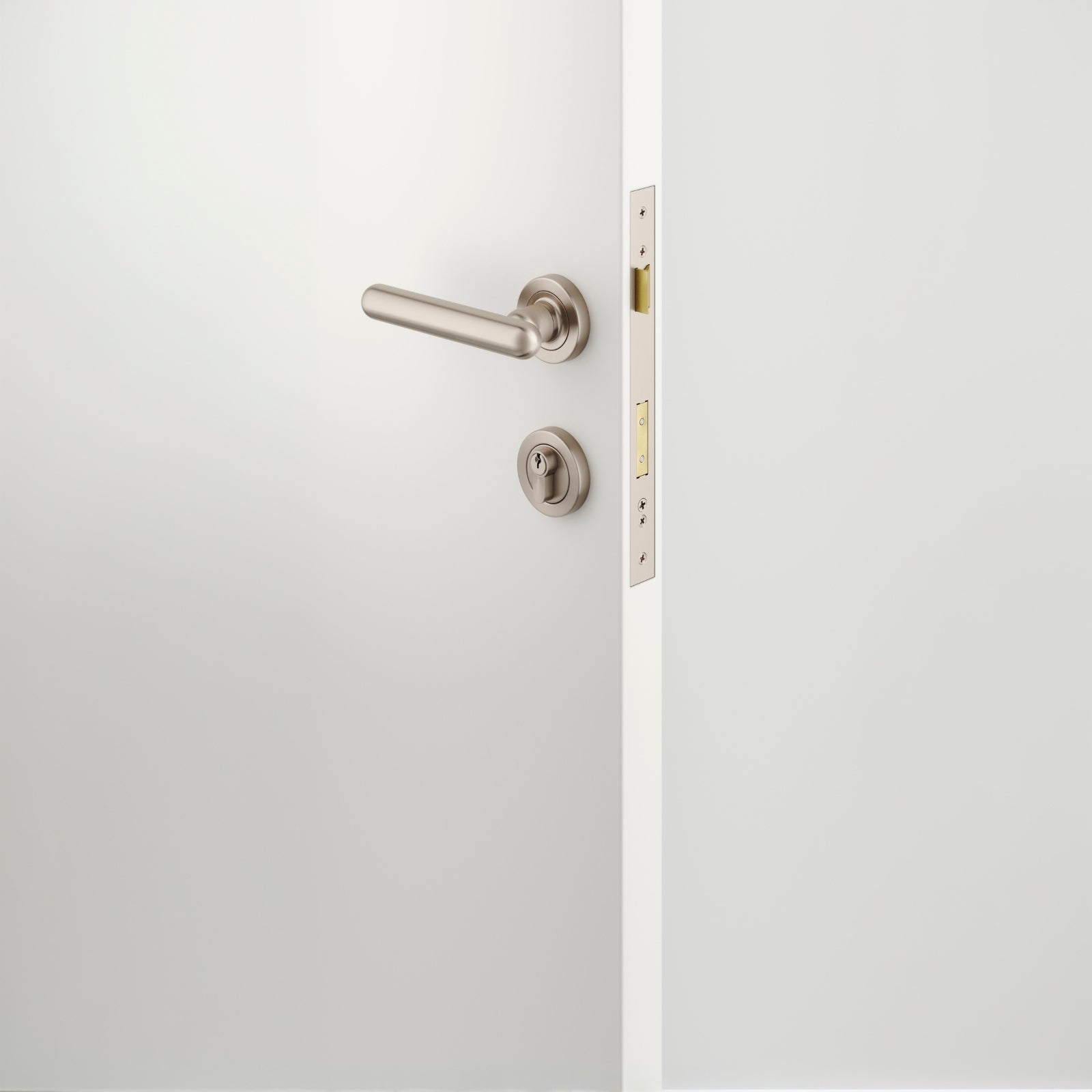 Lifestyle Iver Puerto Lever Round Rose Entrance Kit with Separate High Security Lock Key/Key Satin Nickel 24005KENTR60KK - The Blue Space