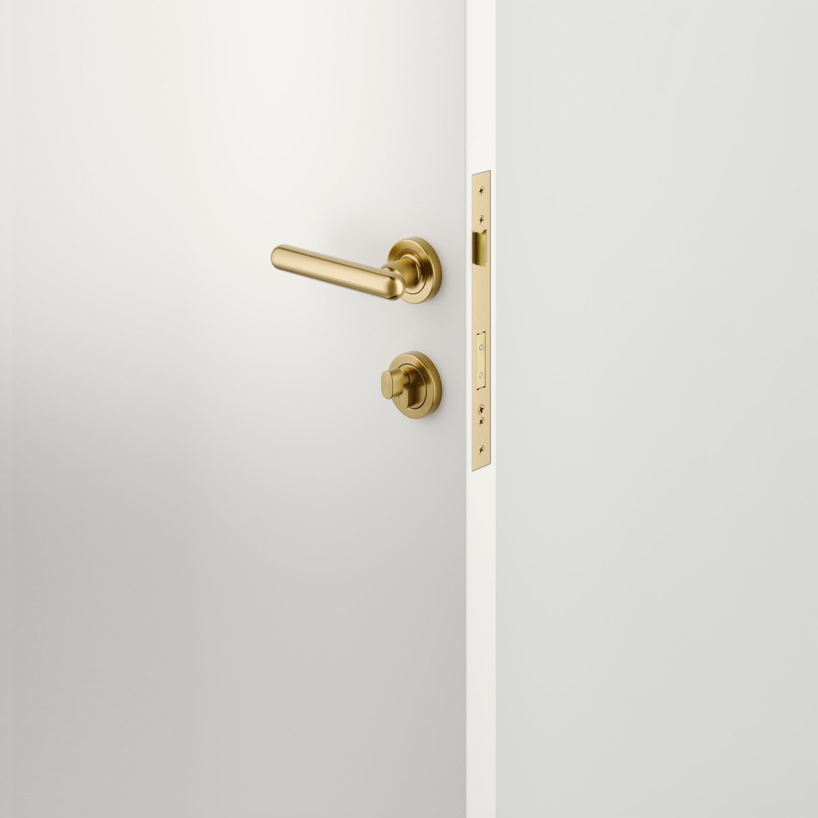 Lifestyle Iver Puerto Lever Round Rose Entrance Kit with Separate High Security Lock Key/Thumb Brushed Gold PVD 24000KENTR60KT - The Blue Space