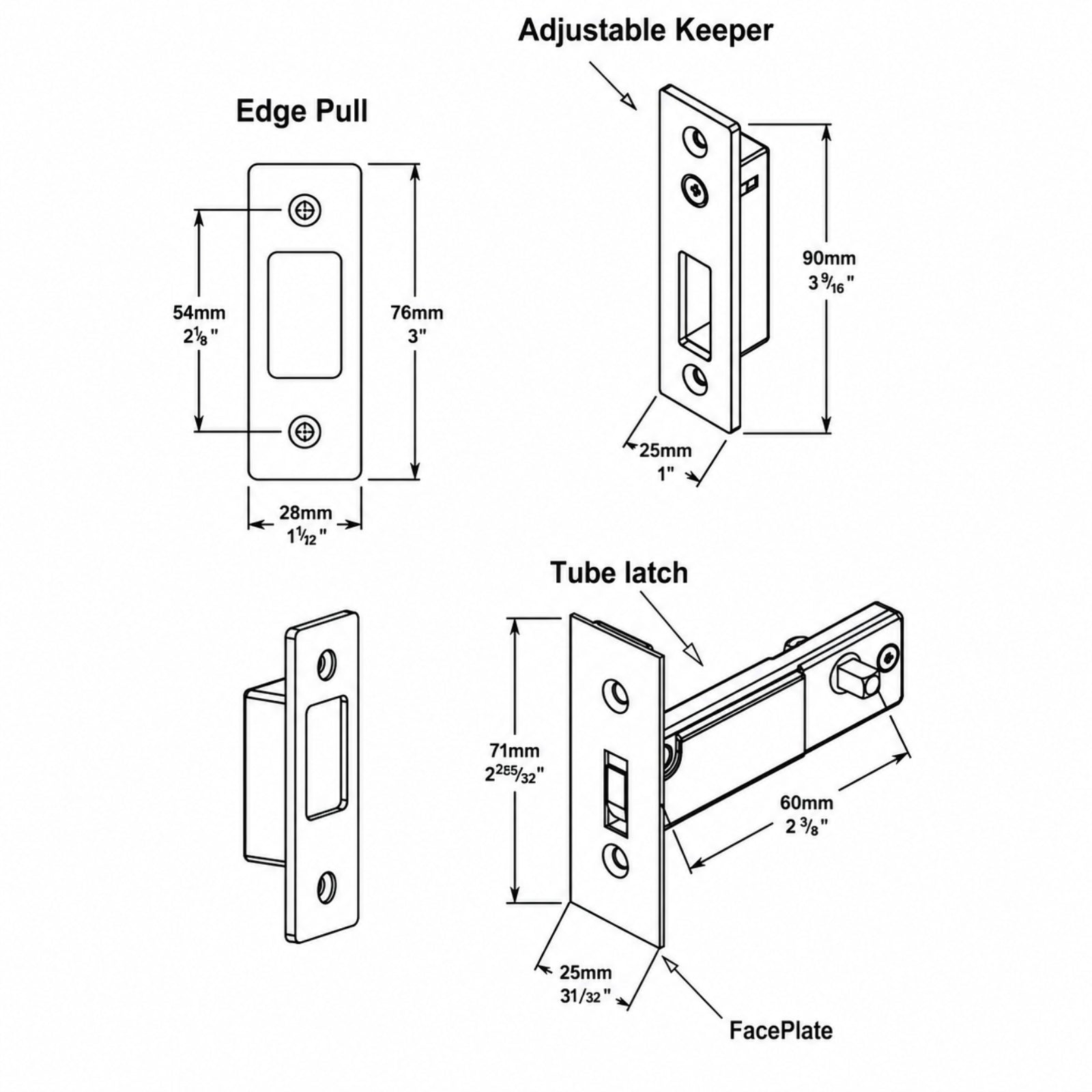 Line Drawing Iver Rectangular Sliding Door Pull Privacy Kit with Privacy Turn Brushed Brass 21416P - The Blue Space