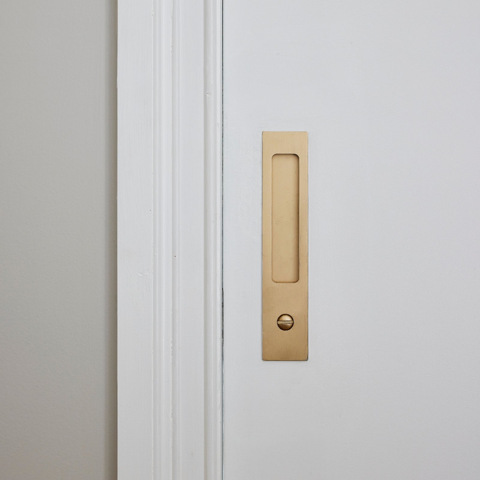Project Image Iver Rectangular Sliding Door Pull Privacy Kit with Privacy Turn Brushed Gold PVD 17181P - The Blue Space