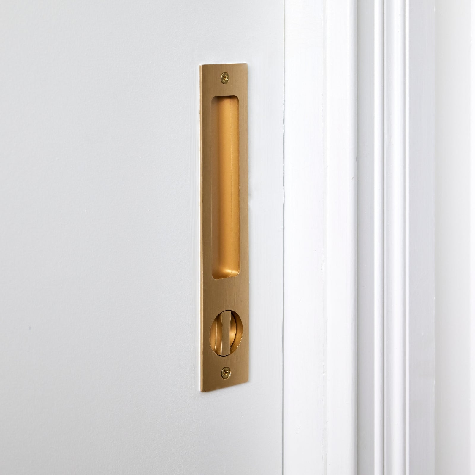 Project Image Iver Rectangular Sliding Door Pull Privacy Kit with Privacy Turn Brushed Gold PVD 17181P - The Blue Space