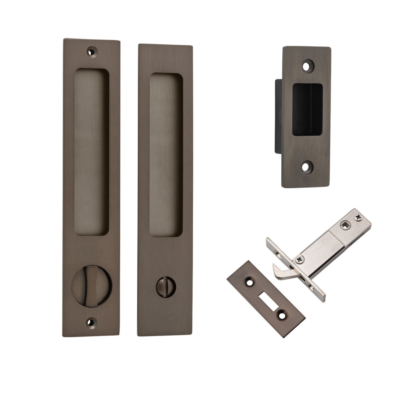 Iver Rectangular Sliding Door Pull Privacy Kit with Privacy Turn Signature Brass 21411P - The Blue Space