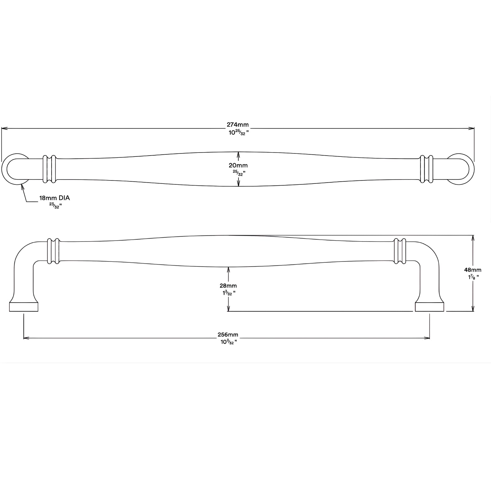 Line Drawing Iver Sarlat 256mm Cabinet Pull Handle Polished Chrome 21084 - The Blue Space