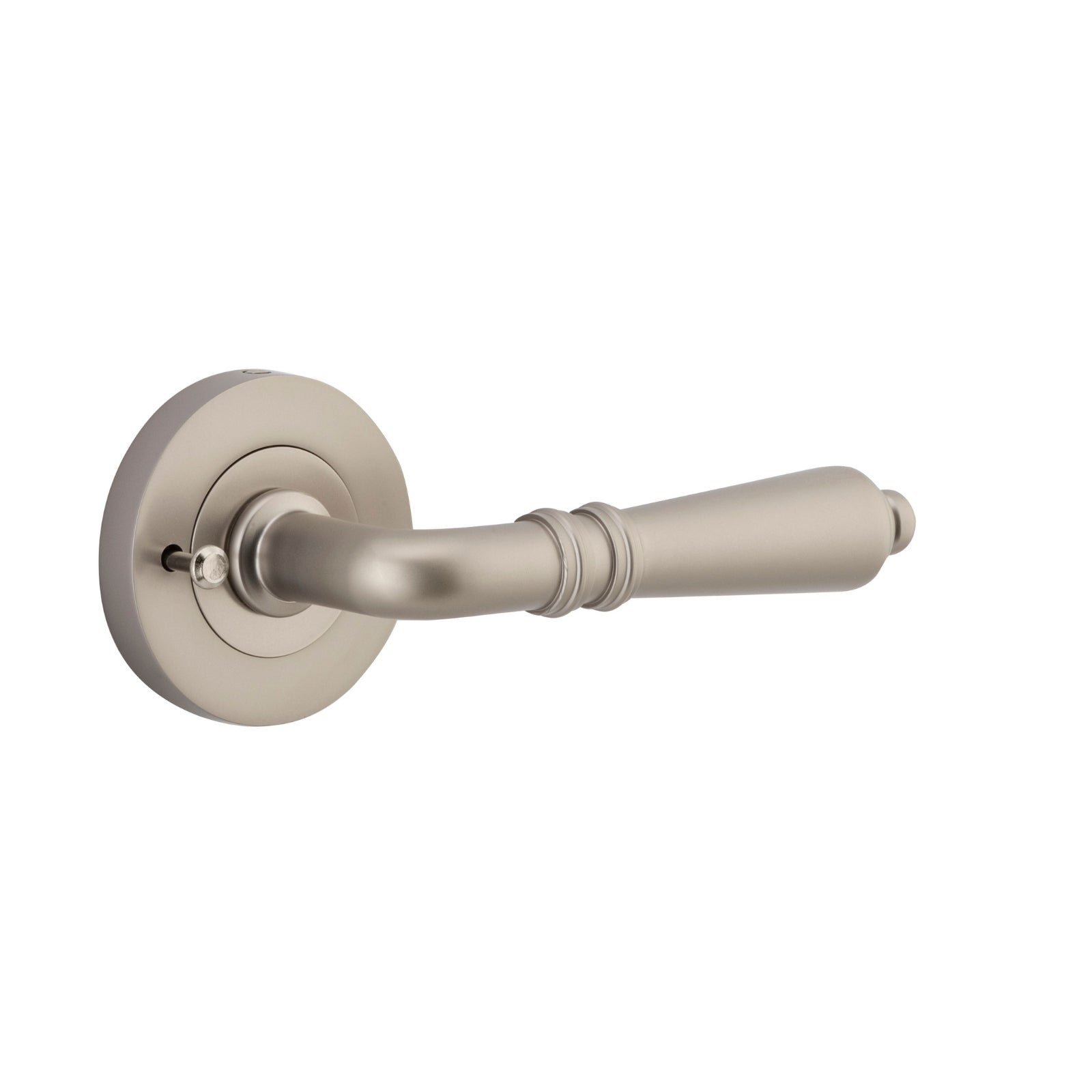 Single Iver Sarlat Lever Round Rose (Inbuilt Privacy) Satin Nickel 9209KIBPRIV60 - The Blue Space