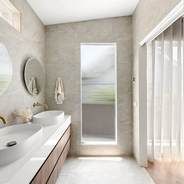 Ivory Tilly Tundra Stone Tile Gloss 300 x 600 x 10mm Porcelain | The Blue Space