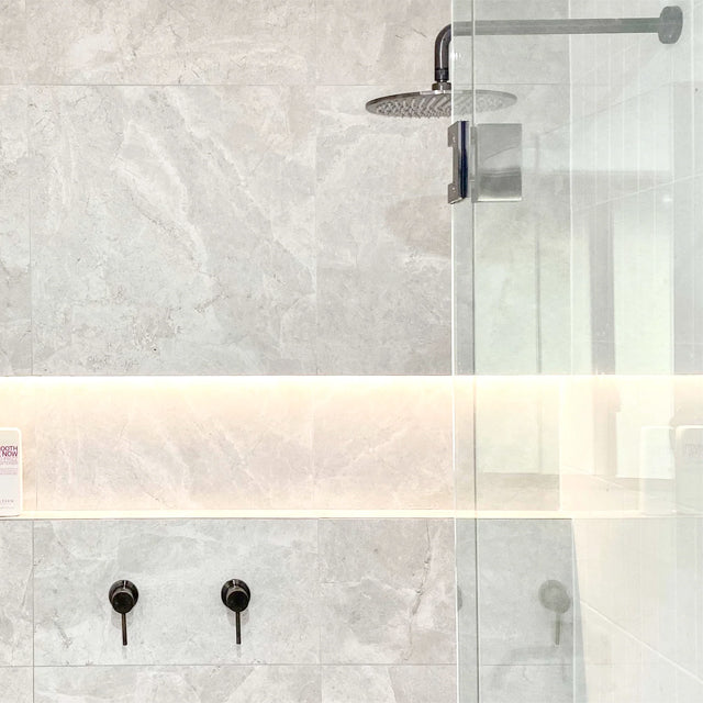 Ivory Tilly Tundra Stone Tile Gloss 300 x 600 x 10mm Porcelain | The Blue Space