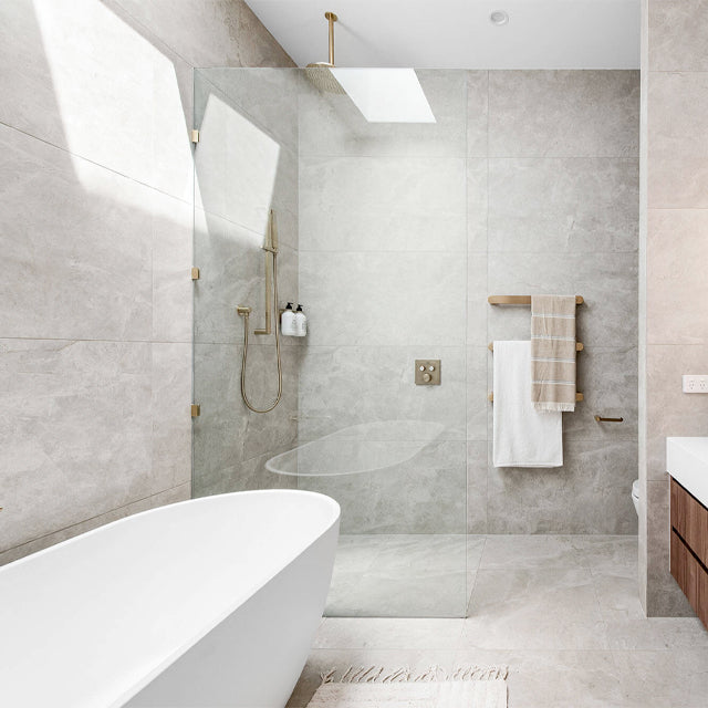 Ivory Tilly Tundra Stone Tile Matte Tech Grip 300 x 600 x 10mm Porcelain | The Blue Space