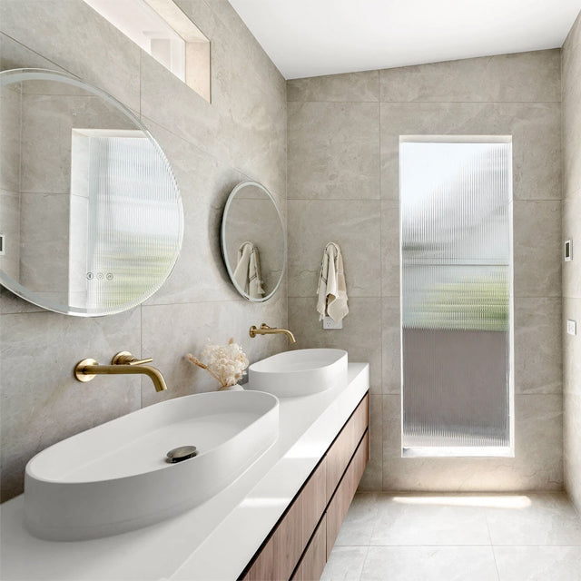 Ivory Tilly Tundra Stone Tile Matte Tech Grip 600 x 600 x 10mm Porcelain | The Blue Space