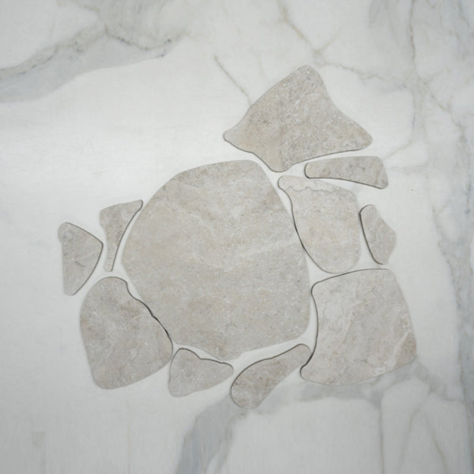 No Hand Ivory Valerie Travertine Tile P4 Tech Grip Porcelain Crazy Pave - The Blue Space