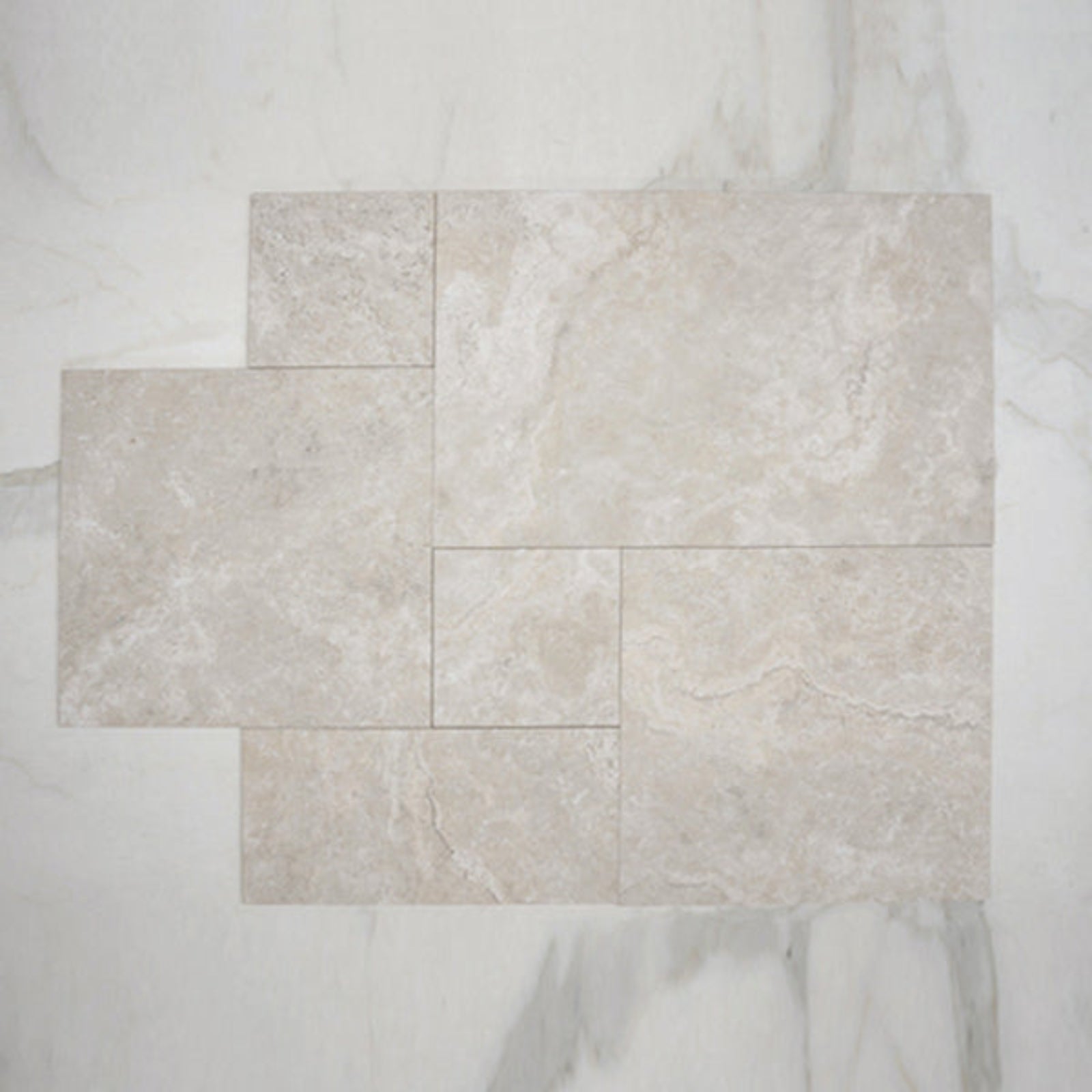 No Hand Ivory Valerie Travertine Tile P4 Tech Grip Porcelain French Pattern - The Blue Space