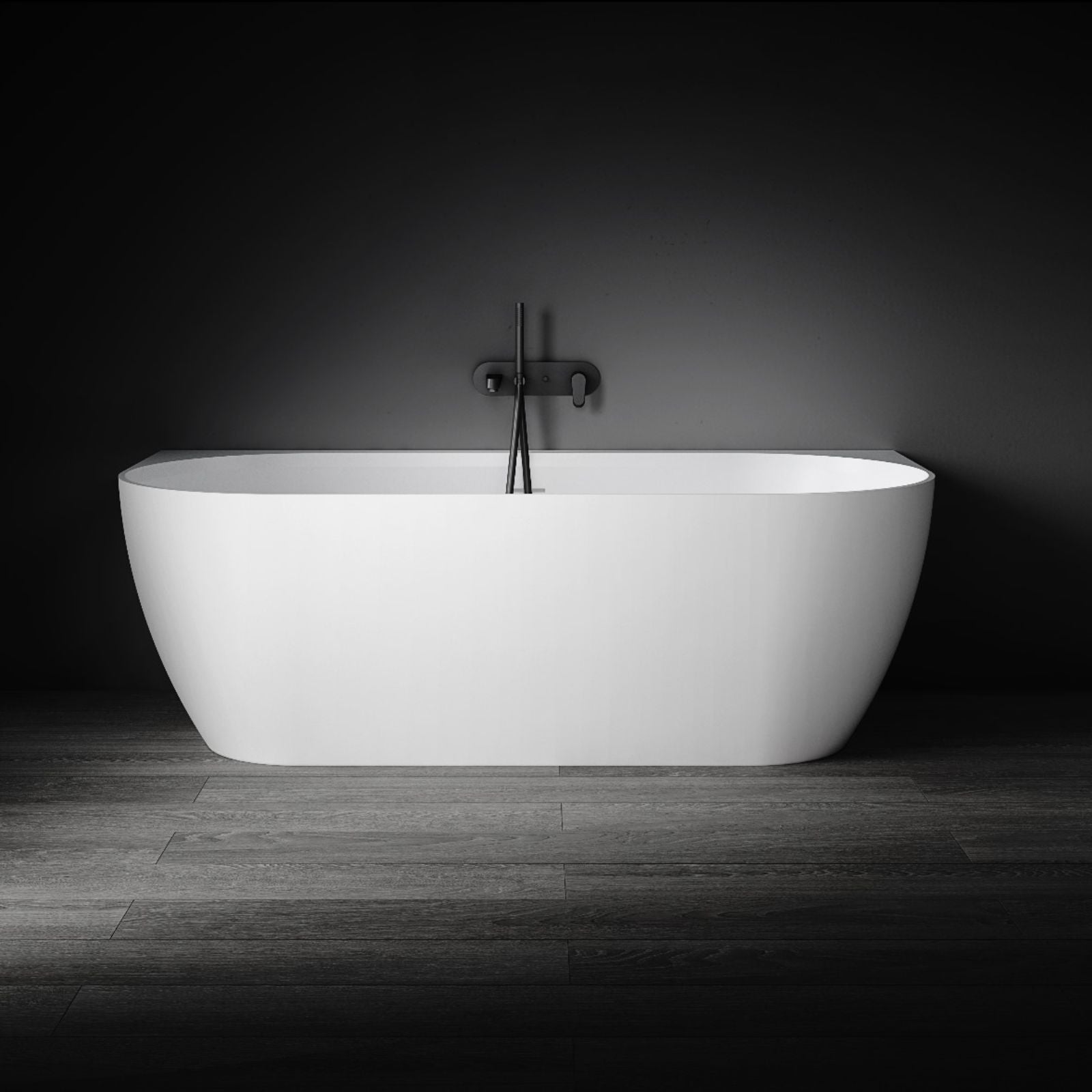 Kaskade Eleni VX105-1700 Back to Wall Stone Bath with Overflow VX105-1700-NIK8699NA - The Blue Space