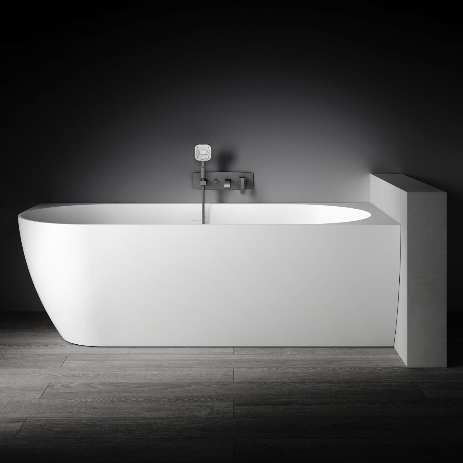 Kaskade Eleni VX106-1700 Corner Back to Wall Stone Bath Right Hand with Overflow VX106-1700-NIK8701NA - The Blue Space