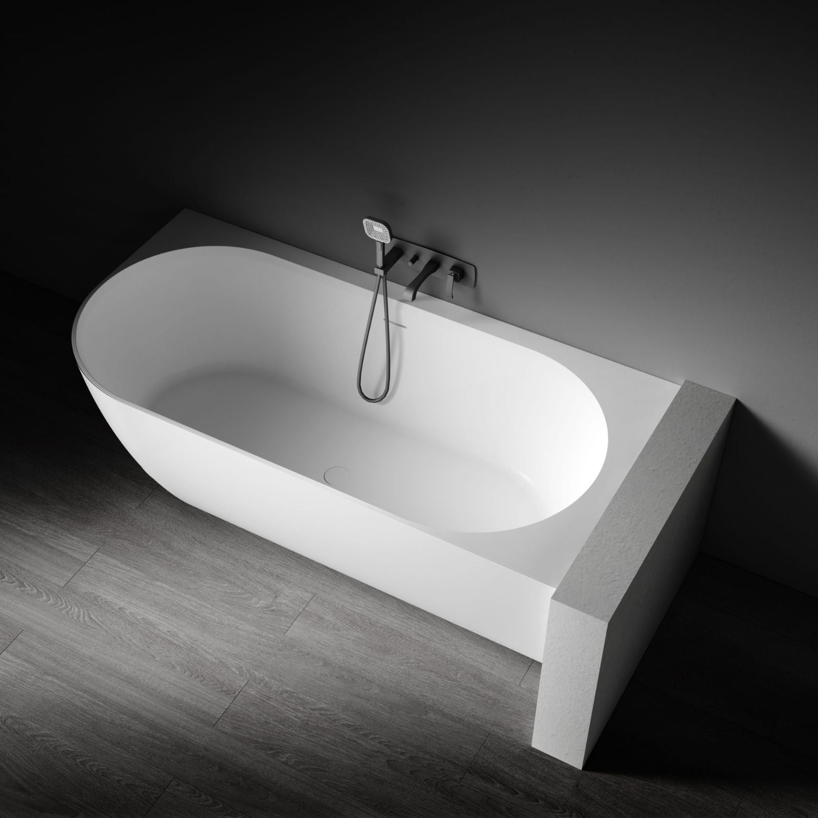 Angle Top Kaskade Eleni VX106-1700 Corner Back to Wall Stone Bath Right Hand with Overflow VX106-1700-NIK8701NA - The Blue Space
