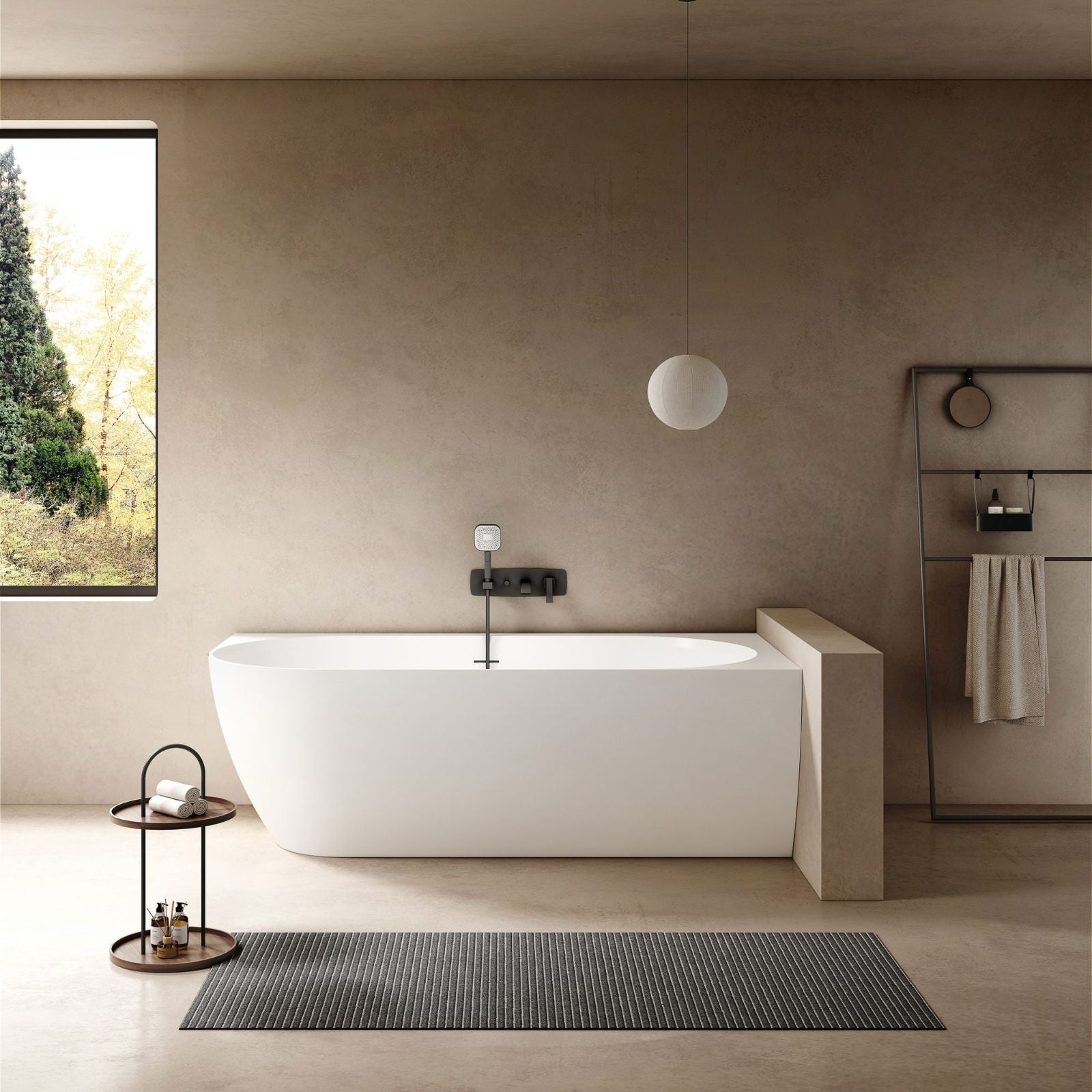Lifestyle Kaskade Eleni VX106-1700 Corner Back to Wall Stone Bath Right Hand with Overflow VX106-1700-NIK8701NA - The Blue Space