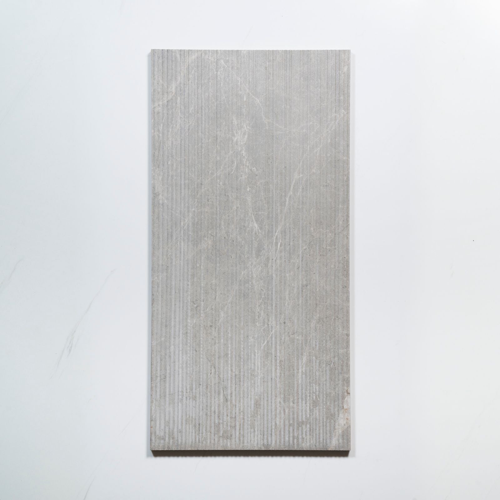 No Hand Kew Grey Ribbed Decor Porcelain Tile 300 x 600mm PISGRF1 - The Blue Space
