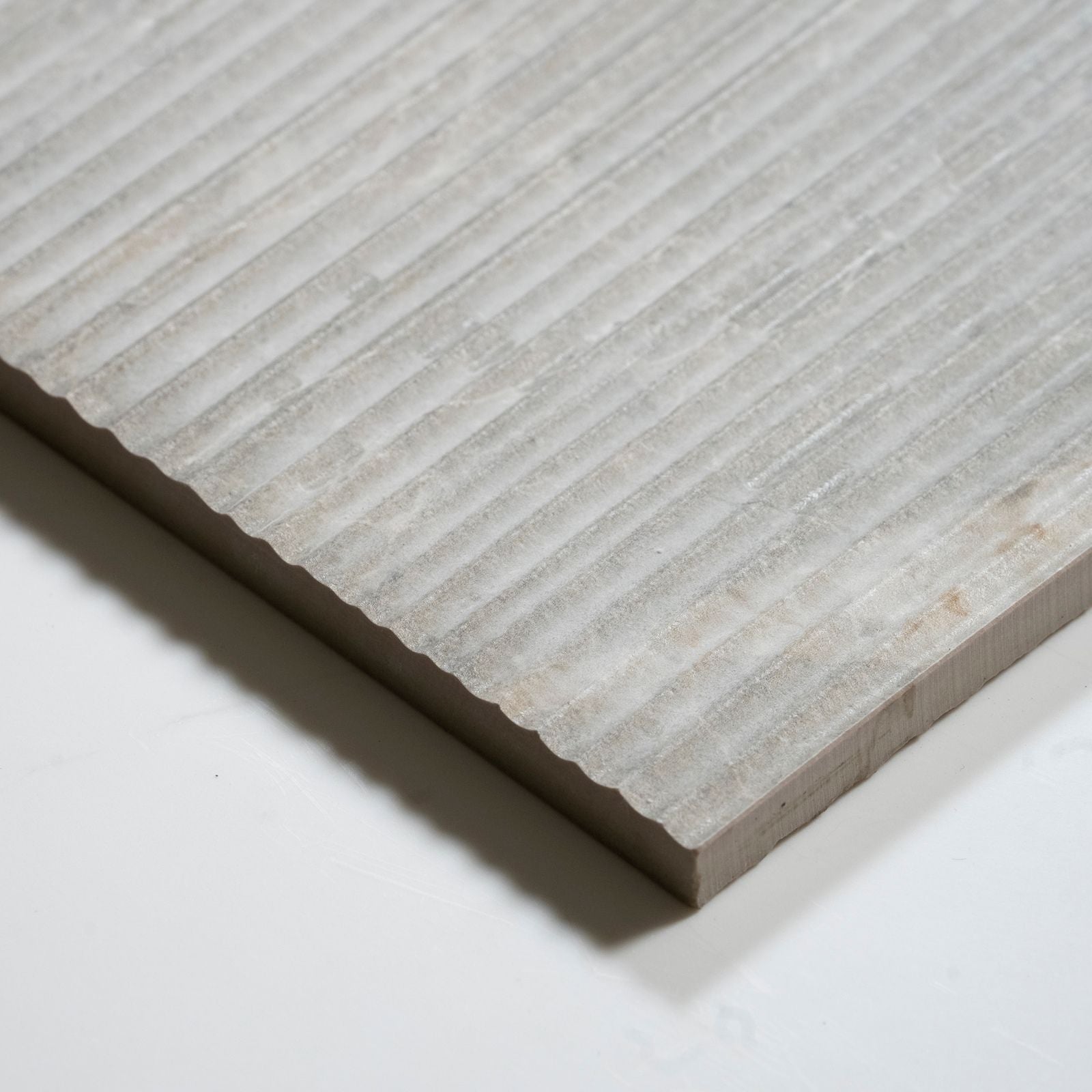 Oblique Kew Grey Ribbed Decor Porcelain Tile 300 x 600mm PISGRF1 - The Blue Space