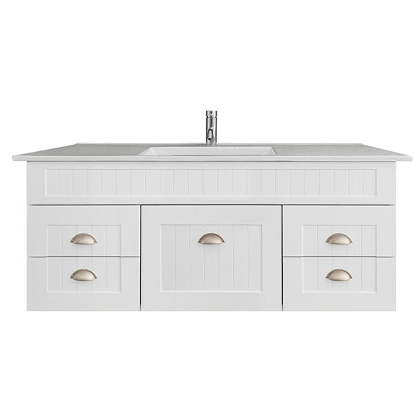 Marquis Kiama5 Wall Hung Vanity - 1200mm Centre Bowl - 1 door 4 drawer Closeup | The Blue Space