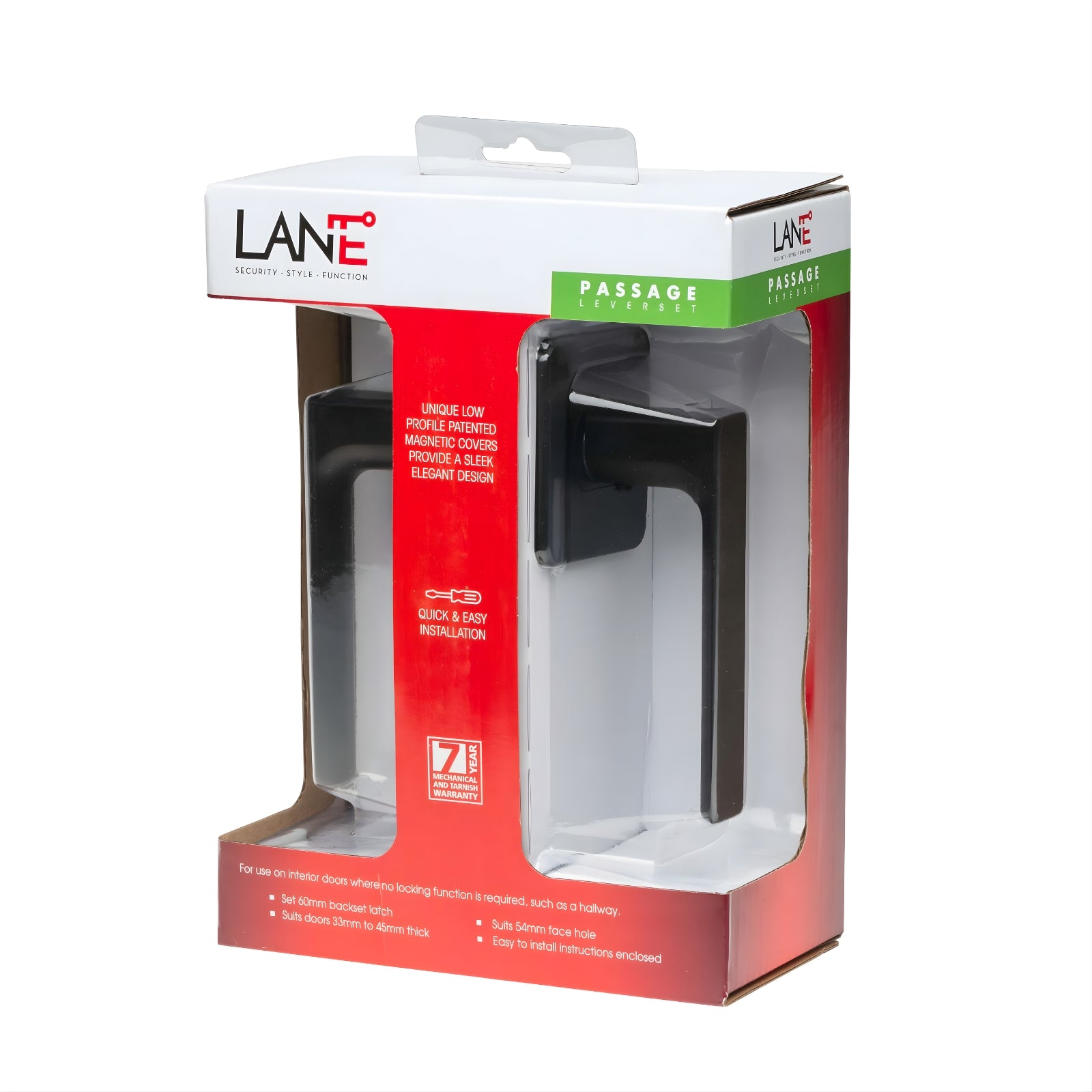 Package Lane Evie Passage Lever Set Matte Black L521698 - The Blue Space