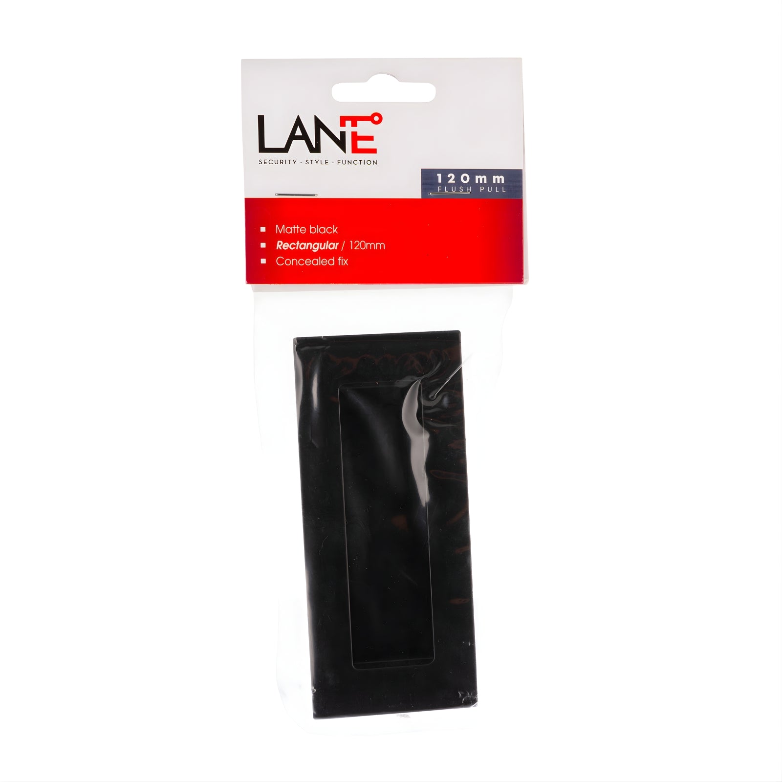 Package Lane Flush Pull Handle Rectangle 120mm Matte Black L996298 - The Blue Space