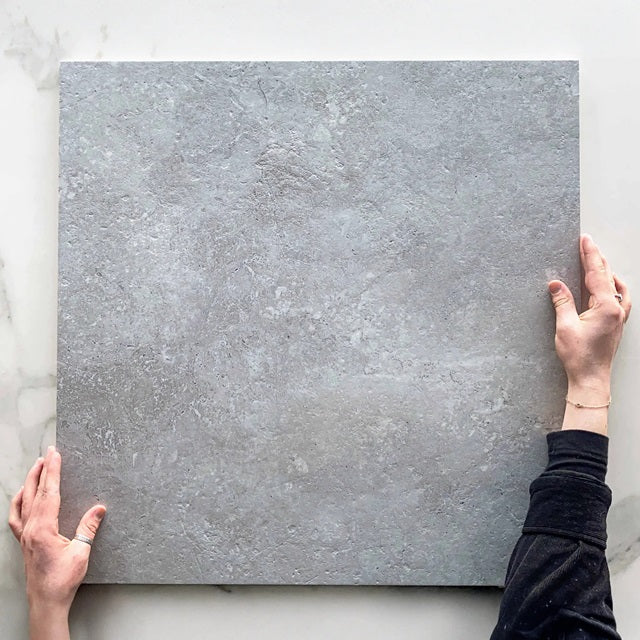 Light Grey Luna Limestone Tile Honed P2 600 x 1200 x 10mm Porcelain | The Blue Space