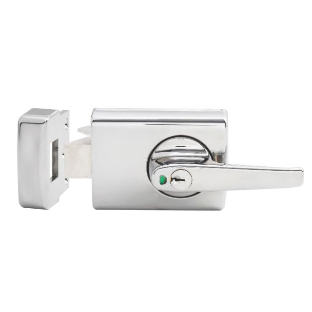 Exterior Lockwood 001 Double Cylinder Deadlatch Lever with Open In Strike Chrome Plate 001-1L1CPDP - The Blue Space