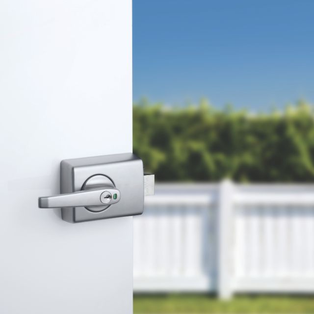 Lifestyle Lockwood 001 Double Cylinder Deadlatch Lever with Open In Strike Satin Chrome Plate 001-1L1SPDP - The Blue Space