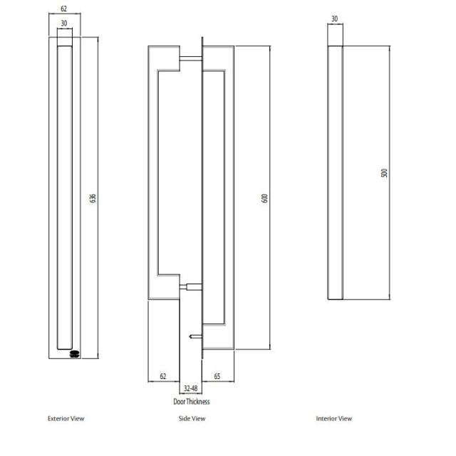 Line Drawing Lockwood Paradigm Pull Handle Lockset - Dummy Stainless Steel 005/PHDSSS- The Blue Space