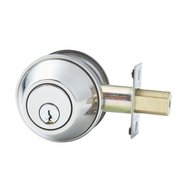 Outside Lockwood Symmetry 7107 Double Cylinder Deadbolt Polished Stainless Steel 7107PSSDP - The Blue Space