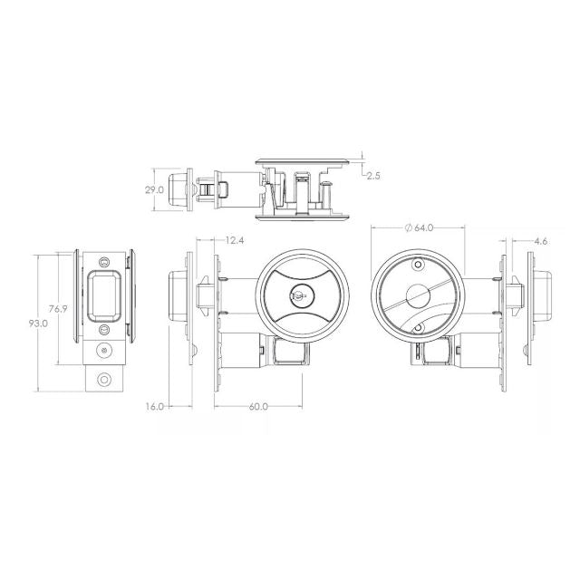 Line Drawing Lockwood Symmetry Round Cavity Sliding Door Entrance Set Chrome Plate Dp 7444CPDP - The Blue Space