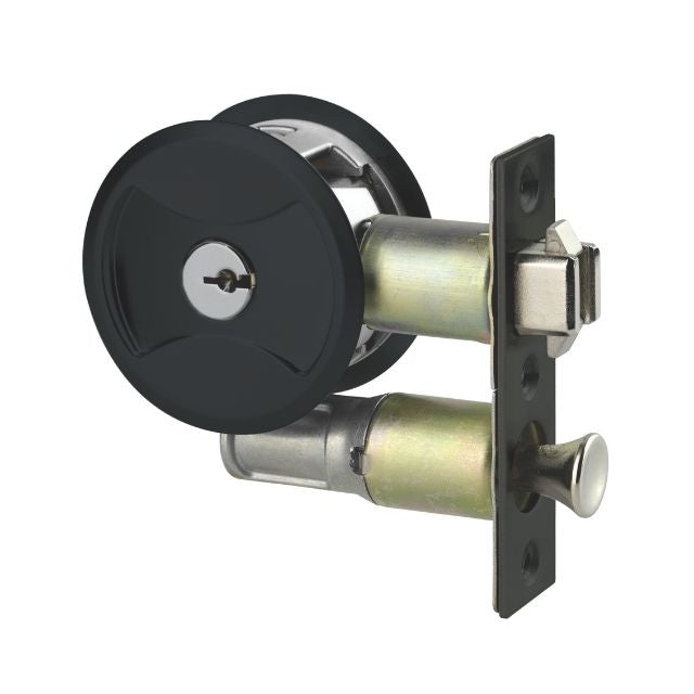 Lockwood Symmetry Round Cavity Sliding Door Entrance Set Matte Black Dp
