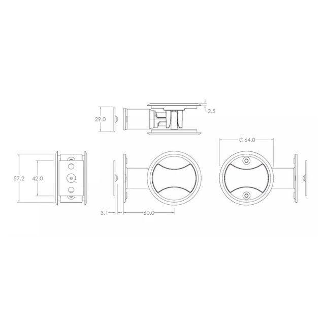 Line Drawing Lockwood Symmetry Round Cavity Sliding Door Passage Set Chrome Plate Dp 7450CPDP - The Blue Space