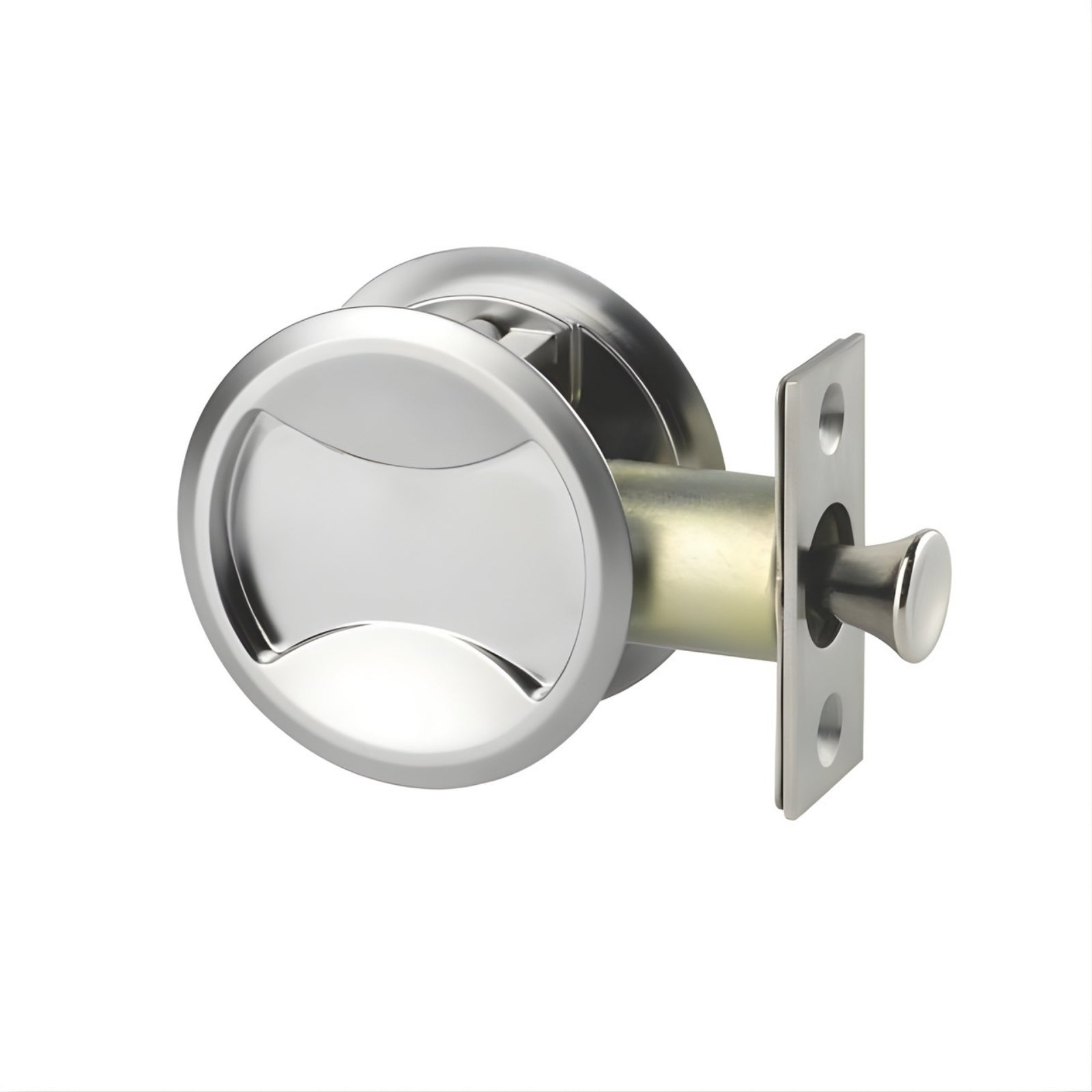 Lockwood Symmetry Round Cavity Sliding Door Passage Set Satin Pearl Dp 7450SPDP - The Blue Space