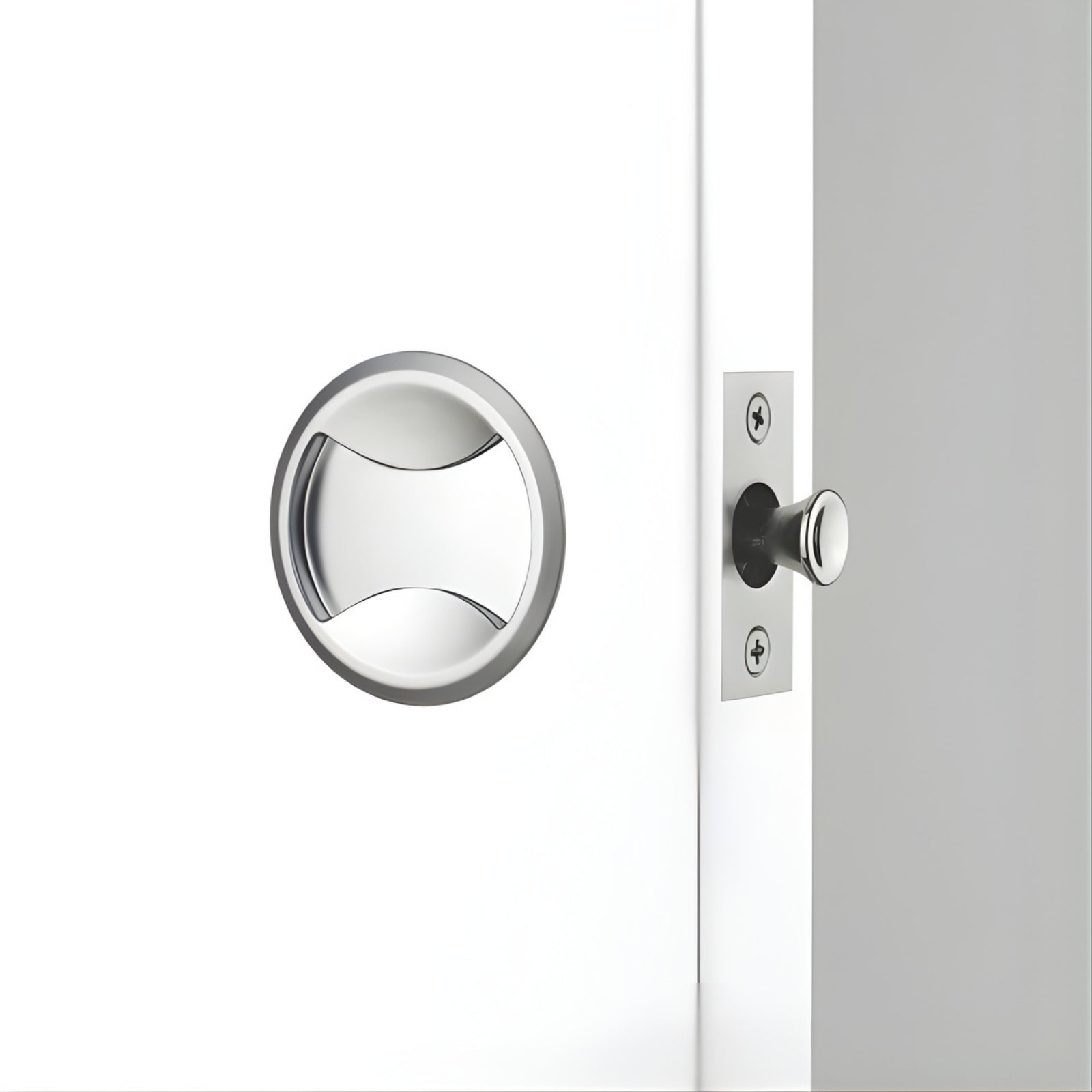 Lifestyle Lockwood Symmetry Round Cavity Sliding Door Passage Set Satin Pearl Dp 7450SPDP - The Blue Space