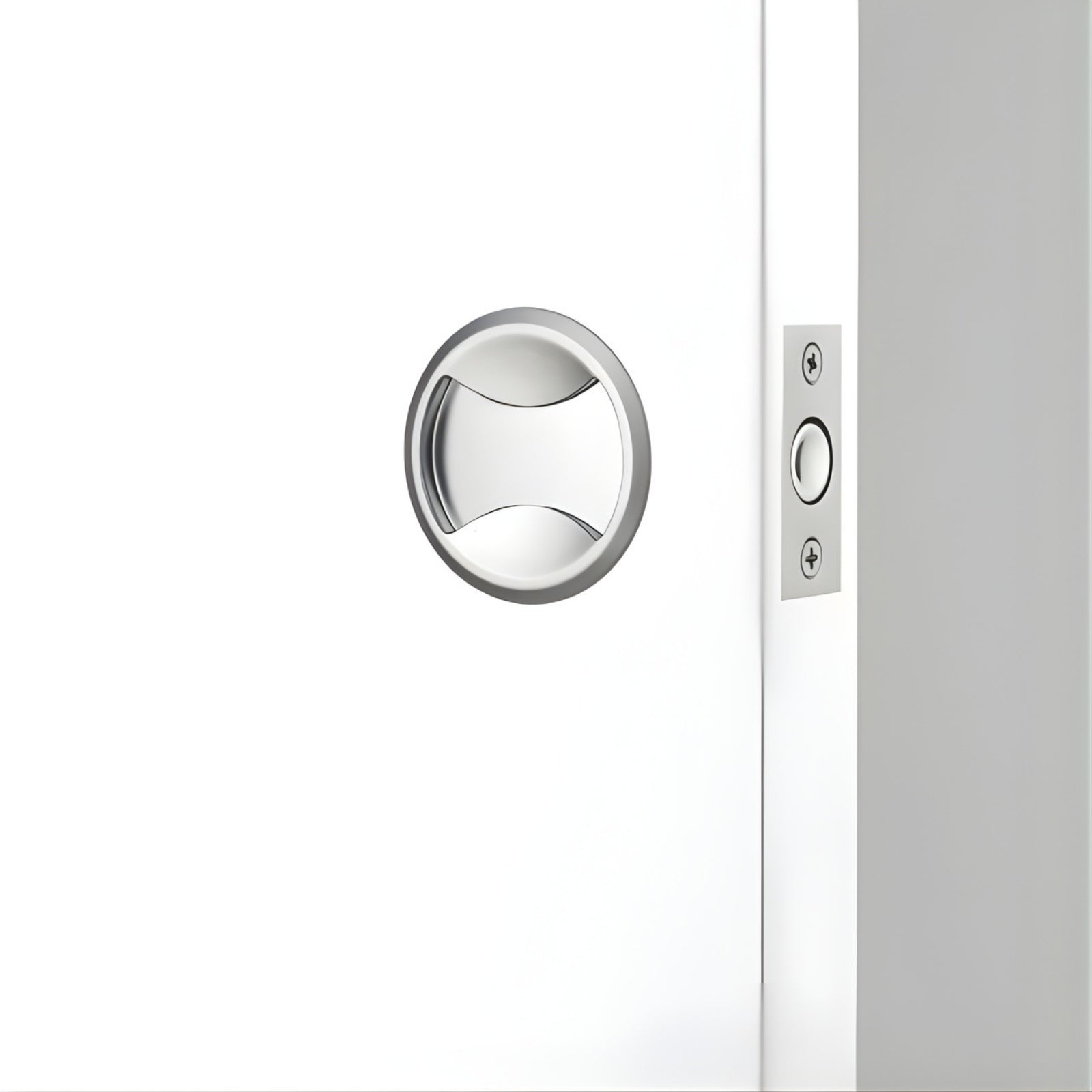 Lifestyle Lockwood Symmetry Round Cavity Sliding Door Passage Set Satin Pearl Dp 7450SPDP - The Blue Space
