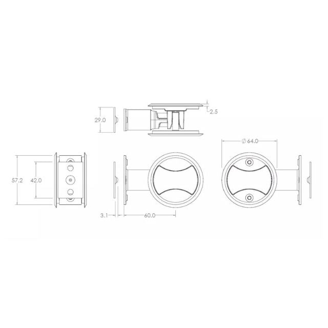 Line Drawing Lockwood Symmetry Round Cavity Sliding Door Passage Set Satin Pearl Dp 7450SPDP - The Blue Space